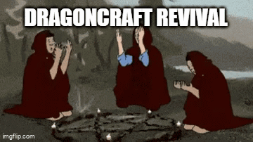 A Cartoon Of Three Women Sitting Around A Circle With The Words Dragoncraft Revival Written Above Them GIF