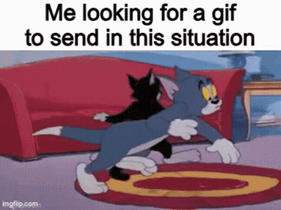 A Cartoon Of Tom And Jerry Hugging Each Other In A Living Room . GIF