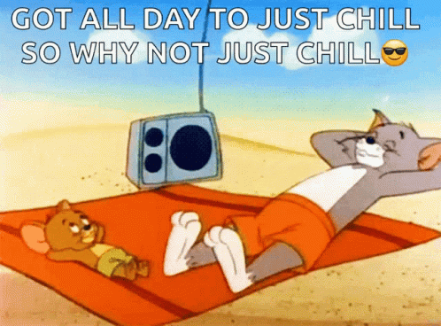 Tom And Jerry Laying On Beach Blanket GIF