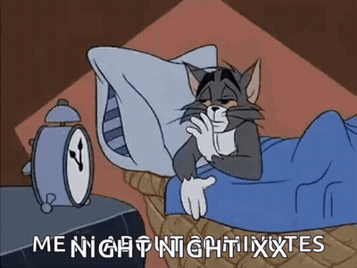 A Cartoon Of Tom And Jerry Sleeping In Bed With An Alarm Clock . GIF