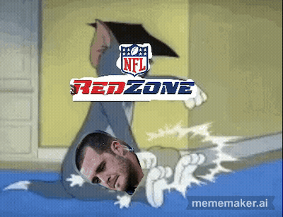 A Cartoon Of Tom And Jerry With The NFL Redzone Logo In The Background GIF