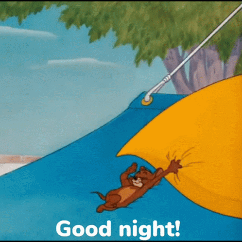 A Cartoon Of Tom And Jerry With The Words Good Night Written Below Them GIF