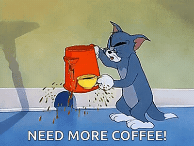 A Cartoon Of Tom Getting Coffee From A Coffee Maker GIF