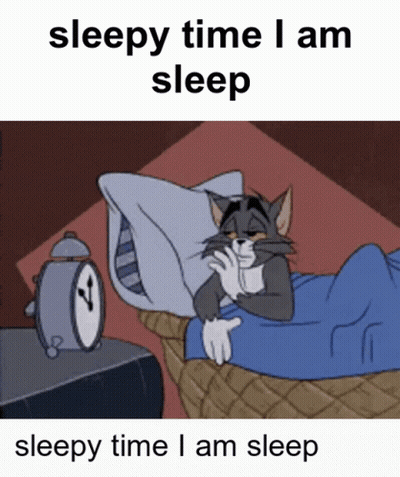 A Cartoon Of Tom Laying In Bed Next To An Alarm Clock GIF