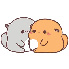 A Cartoon Of Two Animals Kissing Each Other On The Cheek . Sticker