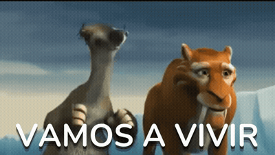 A Cartoon Of Two Animals With The Words Vamos A Vivir Written Below Them GIF