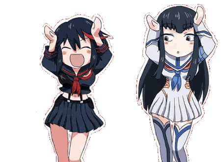 A Cartoon Of Two Anime Girls With Their Hands On Their Head Sticker