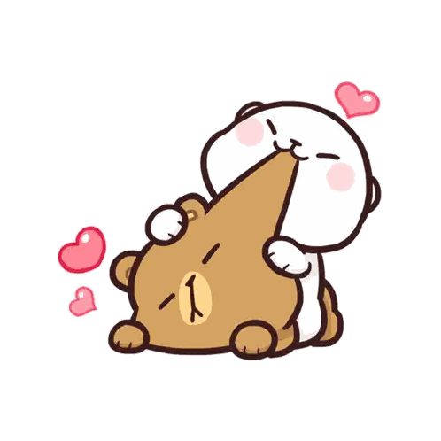 A Cartoon Of Two Bears Hugging Each Other With Hearts Around Them Sticker