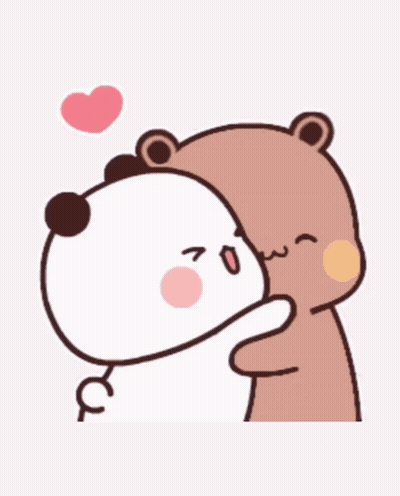 A Cartoon Of Two Bears Hugging Each Other With The Words Sayang Cecel Below Them GIF