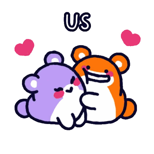 A Cartoon Of Two Bears Hugging Each Other With The Words Us Above Them Sticker