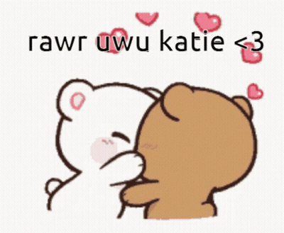 A Cartoon Of Two Bears Kissing With The Words Rawr Uwu Katie < 3 Below Them GIF