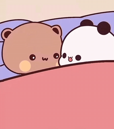 A Cartoon Of Two Bears Laying Next To Each Other With The Words " Good Night " On The Bottom GIF