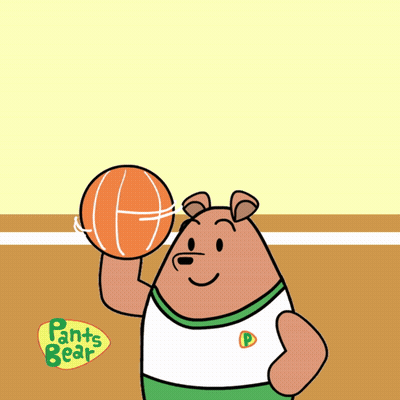 A Cartoon Of Two Bears Playing Basketball With The Words Slam Dunk Behind Them GIF