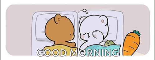 A Cartoon Of Two Bears Sleeping Next To Each Other With A Carrot . GIF