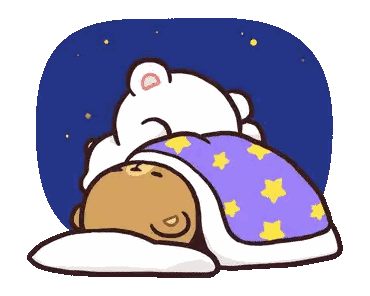 A Cartoon Of Two Bears Sleeping Under A Blanket With Stars On It Sticker
