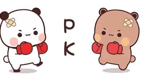 A Cartoon Of Two Bears Wearing Boxing Gloves With The Letter Pk Written Below Them Sticker