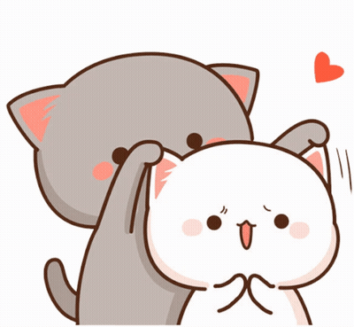 A Cartoon Of Two Cats Hugging Each Other With A Heart Above Them GIF
