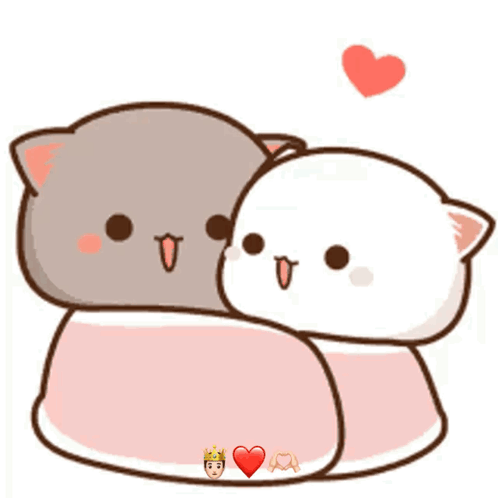 Two Cats Hugging With Heart Between Them GIF