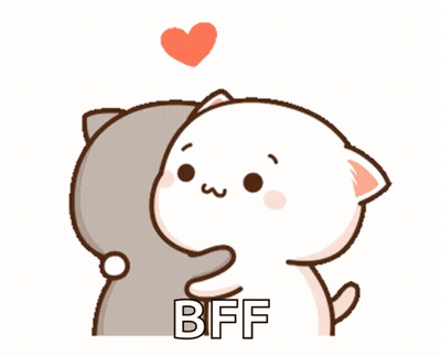 A Cartoon Of Two Cats Hugging Each Other With The Word Bff Written Below Them GIF