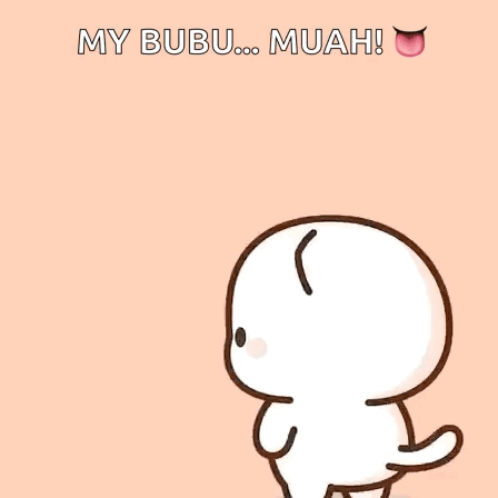 A Cartoon Of Two Cats Hugging Each Other With The Words `` My Bubu Muah '' Written On The Bottom . GIF