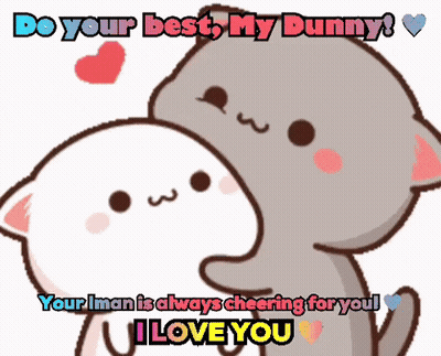 A Cartoon Of Two Cats Hugging With The Words Do Your Best My Dummy GIF
