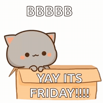 A Cartoon Of Two Cats In A Box That Says ' Yay Its Friday ' GIF