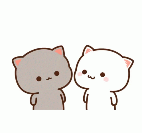 A Cartoon Of Two Cats Kissing With A Red Heart In The Background GIF