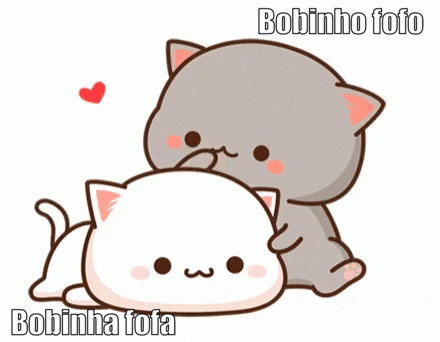 Cartoon Two Cats Laying Next To Each Other With Bobinho Fofo Text GIF