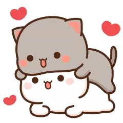 A Cartoon Of Two Cats Laying On Top Of Each Other With Hearts Around Them . Sticker