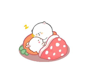 A Cartoon Of Two Cats Sleeping On A Strawberry Sticker