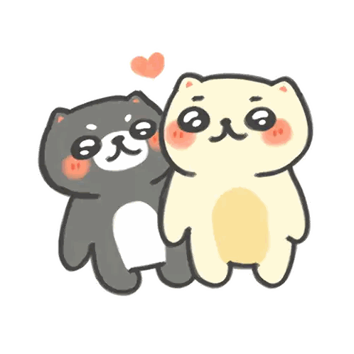 A Cartoon Of Two Cats Standing Next To Each Other With A Heart Between Them Sticker