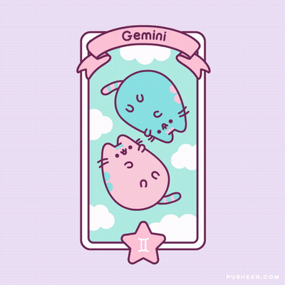 A Cartoon Of Two Cats With The Word Gemini On The Top GIF