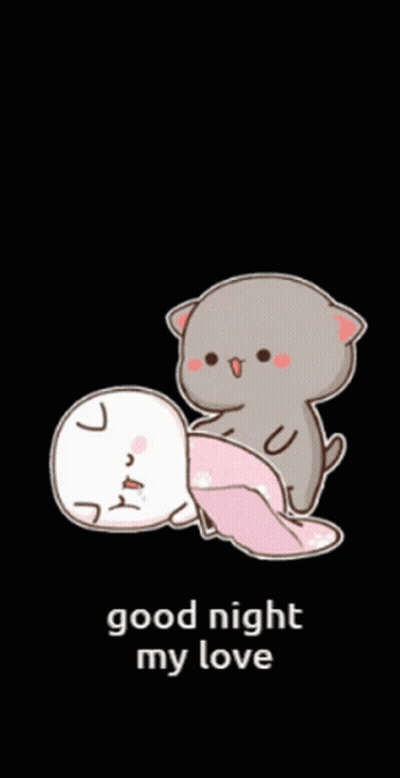 A Cartoon Of Two Cats With The Words Good Night My Love GIF