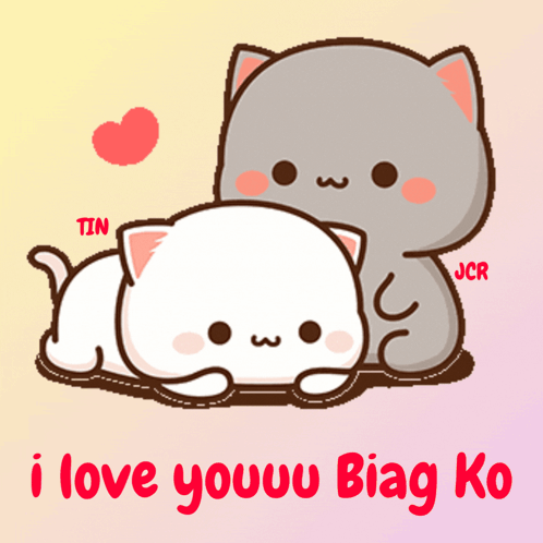 Cats Hugging With I Love Youuu Biag Ko GIF