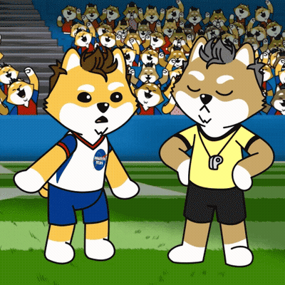 A Cartoon Of Two Dogs Standing Next To Each Other With One Wearing A Nasa Shirt And Shorts GIF