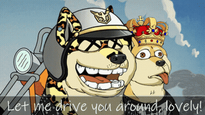 A Cartoon Of Two Dogs Wearing Crowns With The Words Let Me Drive You Around Lovely Below Them GIF