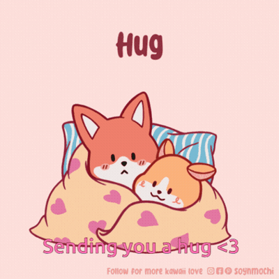 A Cartoon Of Two Foxes Hugging Each Other With The Words Sending You A Hug < 3 GIF