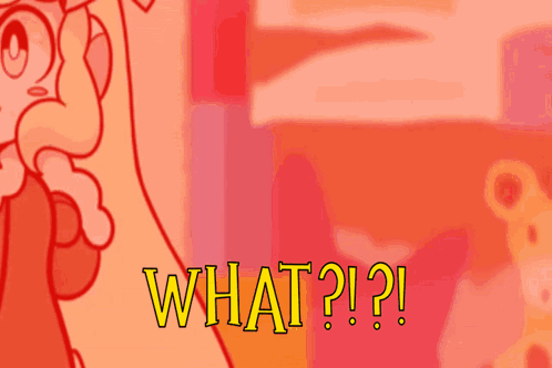 A Cartoon Of Two Girls With The Words What ? ! ? Written In Yellow GIF