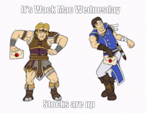 A Cartoon Of Two Men Dancing With The Caption It 'S Wack Mac Wednesday GIF