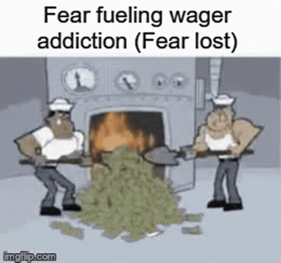 A Cartoon Of Two Men Holding A Pile Of Money In Front Of A Fireplace . GIF