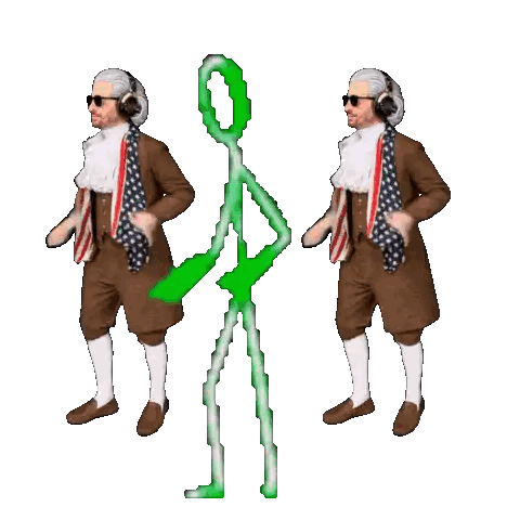 A Cartoon Of Two Men Standing Next To A Blue Stick Figure Sticker