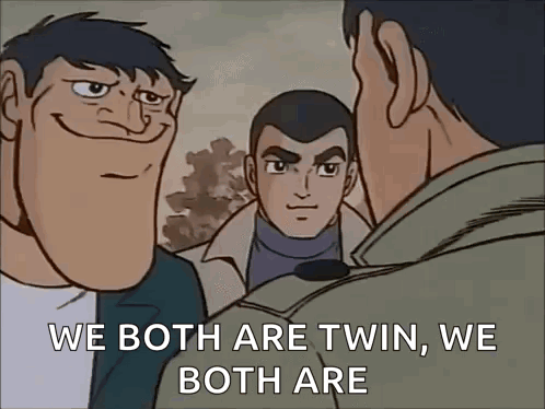 A Cartoon Of Two Men Talking To Each Other And One Of Them Is Making A Funny Face . GIF