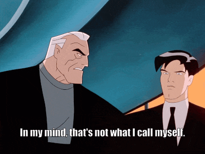 A Cartoon Of Two Men Talking With The Caption In My Mind That 'S Not What I Call Myself GIF