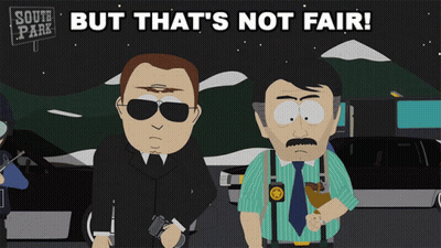 A Cartoon Of Two Men With The Words But That 'S Not Fair On The Bottom GIF