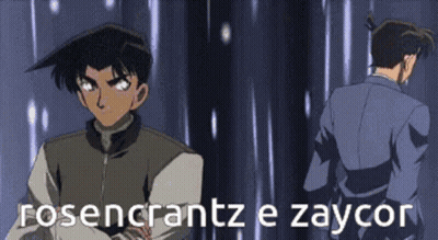 A Cartoon Of Two Men With The Words Rosencrantz E Zaycor On The Bottom GIF