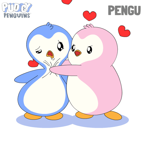 Penguins Hugging With Penguin Text GIF