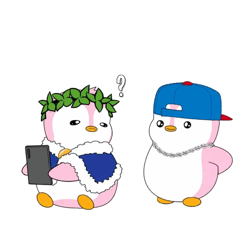 A Cartoon Of Two Penguins One Wearing A Blue Hat Sticker