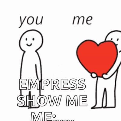 A Cartoon Of Two People Holding Hands With The Words You Me Empress Show Me GIF