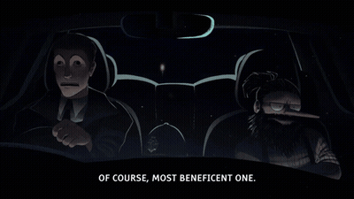 A Cartoon Of Two People In A Car With The Words Of Course Most Beneficial One Below Them GIF