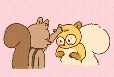 A Cartoon Of Two Squirrels With Pat Written On The Bottom GIF
